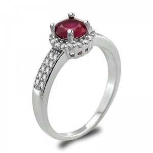 Női gyűrűk 925 ezüst ezüst szintetikus rubin gránát eljegyzési gyűrűk ígéretét